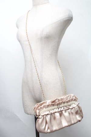 画像: axes femme / サテンパーティーバッグ  ベージュ S-25-08-09-017-AX-BG-HR-ZS