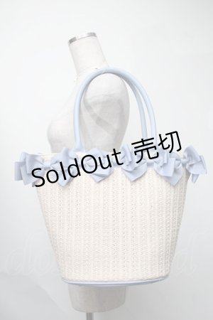 画像: m petit by misako / NINA'Sコラボ リボンかごバッグ  サックスｘベージュ S-25-08-09-019-LO-BG-HR-ZS