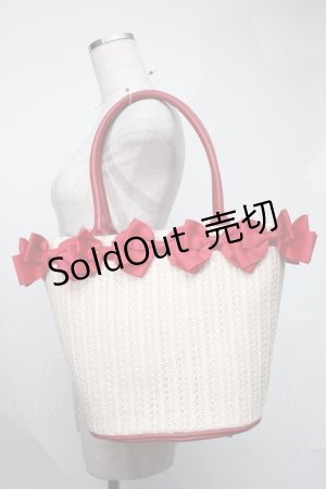 画像: m petit by misako / NINA'Sコラボ リボンかごバッグ  赤ｘベージュ S-25-08-09-020-LO-BG-HR-ZS