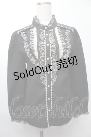 画像: axes femme POETIQUE / フロント刺繍ブラウス  黒 S-25-08-09-033-AX-OP-AS-ZS