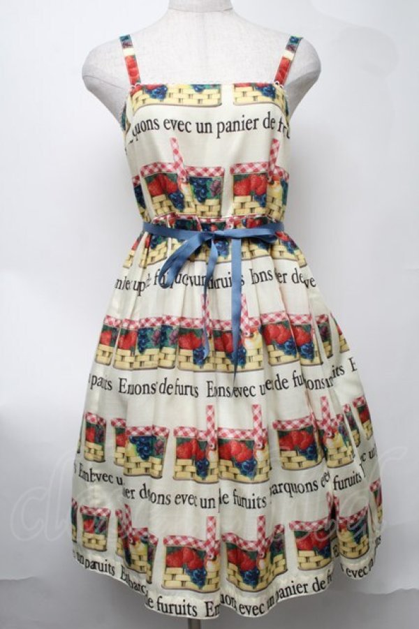 画像1: Leur Getter / フルーツバスケットプリントキャミワンピース  イエロー S-25-08-11-044-LU-OP-HR-ZT350 (1)