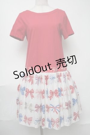 画像: Jane Marple / The 30th Ribbonのトロンプルイユワンピース  赤 S-25-08-11-053-JM-OP-HR-ZS