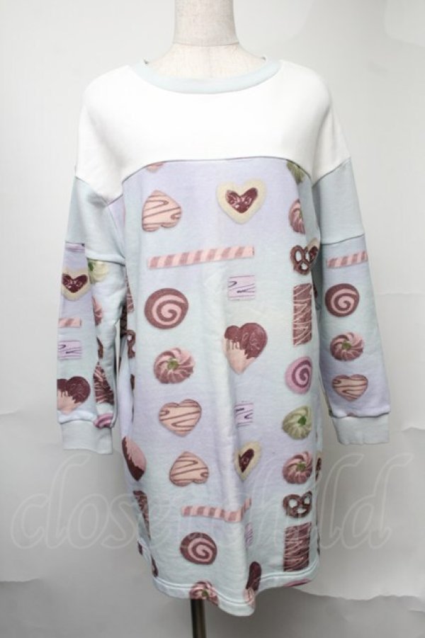 画像1: MILK //COOKIE GIRLトレーナーワンピース  サックス S-25-08-11-012-ML-OP-AS-ZT474 (1)