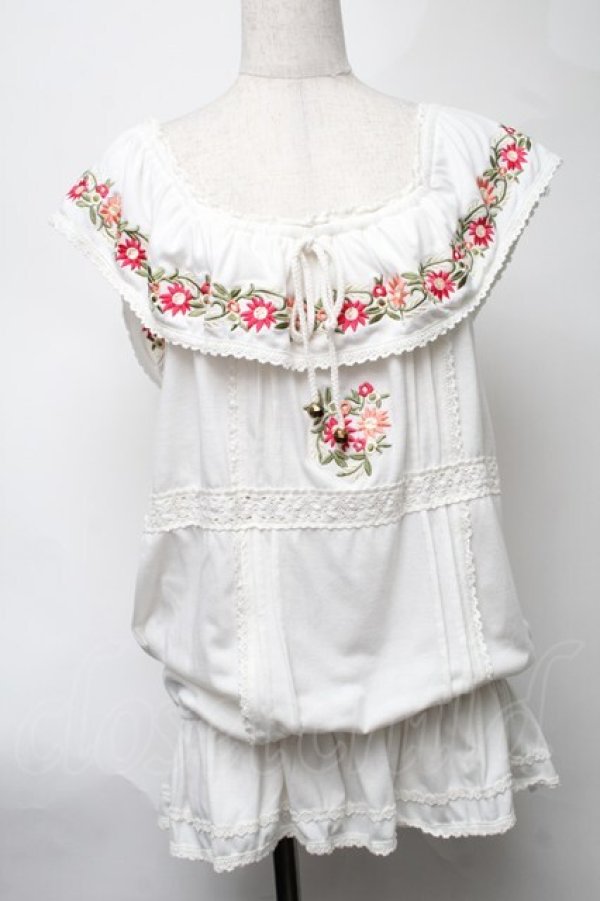 画像1: LIZ LISA / お花刺繍チュニック 0 白 S-25-08-11-026-LO-OP-SZ-ZI (1)