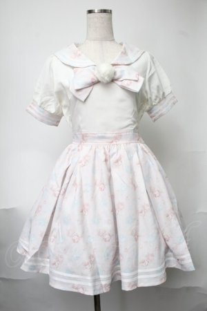 画像: LIZ LISA / ローズプリントセーラーワンピース  白ｘピンク S-25-08-11-035-LO-OP-AS-ZS
