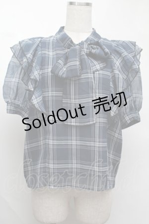 画像: evelyn / チェックトップス  紺 S-25-08-13-018-LO-TO-AS-ZS