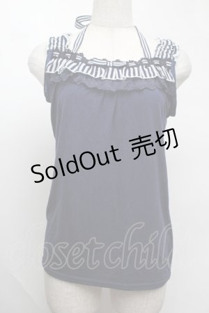 画像: axes femme / ストライプ配色ホルタータンク  紺 S-25-08-13-020-AX-TO-AS-ZS