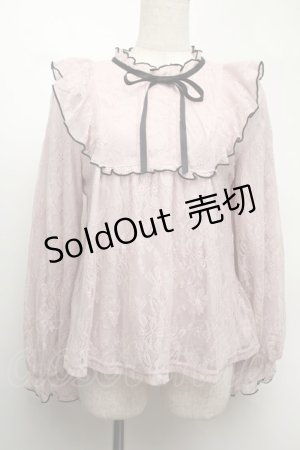 画像: axes femme / バイカラーメローレースプルオーバー  ピンク S-25-08-13-021-AX-TO-AS-ZS