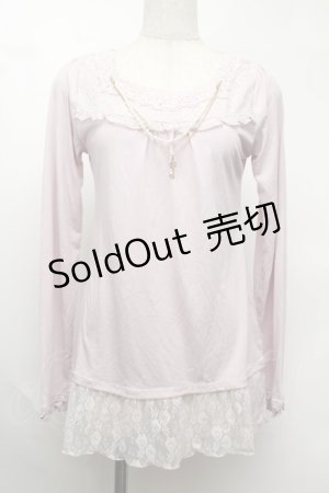 画像: axes femme / 裾レースインナープルオーバー  ラベンダー S-25-08-13-022-AX-TO-AS-ZS