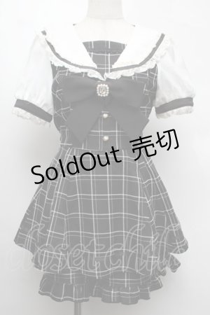 画像: LIZ LISA / 半袖セーラーカラーセットアップ  黒ｘ白 S-25-08-13-029-LO-OP-HR-ZS