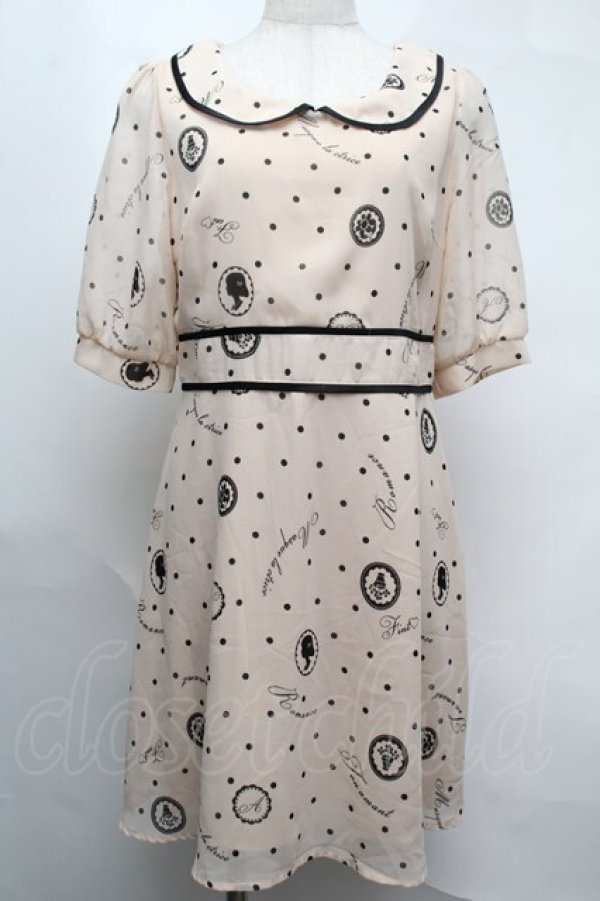 画像1: Fi.n.t /モチーフドットワンピース  ベージュ S-25-08-13-031-CA-OP-AS-ZT484 (1)