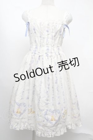 画像: metamorphose / Happy Bellシャーリングジャンパースカート  白ｘサックス S-25-08-13-034-ME-OP-HR-ZS