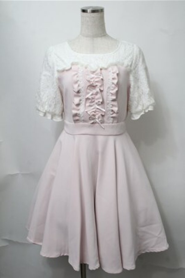 画像1: mille fille closet by LODISPOTTO / 切替ワンピース  ピンクｘオフ S-25-08-14-048-LO-OP-AS-ZS (1)