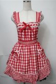 画像1: LIZ LISA / ギンガムエプロン風ワンピース  赤ｘ白 S-25-08-14-059-LO-OP-HR-ZS (1)