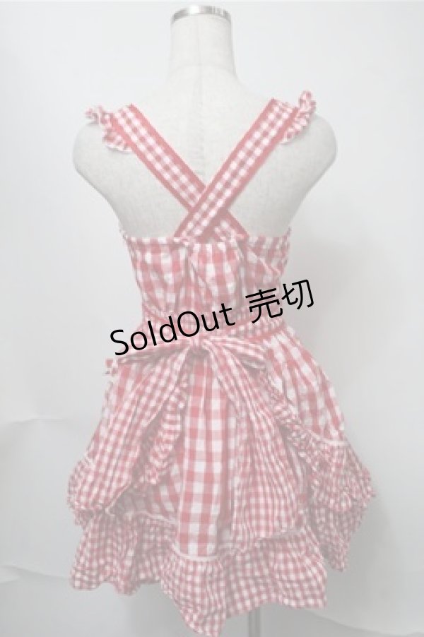画像2: LIZ LISA / ギンガムエプロン風ワンピース  赤ｘ白 S-25-08-14-059-LO-OP-HR-ZS (2)
