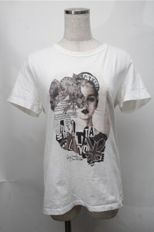 画像1: Jane Marple Dans Le Salon / プリントカットソー  白 S-25-08-14-012-JM-TO-AS-ZT066 (1)