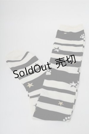 画像: BABY,THE STARS SHINE BRIGHT / りんちゃんの黒猫オーバーニーソックス  黒ｘキナリ S-25-08-14-002-BA-BL-HR-ZS