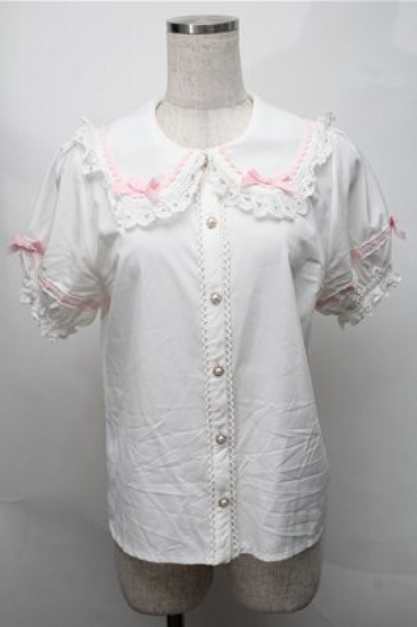 axesfemme kawaii 梯子レース 半袖 ブラウス mikko axes femme kawaii / 梯子レース半袖ブラウス 白 S-25-08-14-013