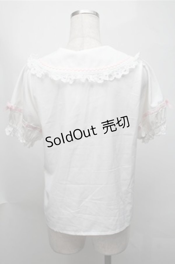 画像2: axes femme Kawaii / 梯子レース半袖ブラウス  白 S-25-08-14-013-AX-BL-HR-ZS (2)