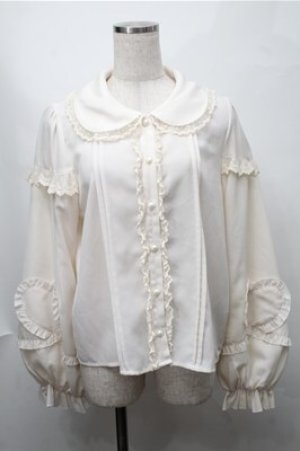 画像: To Alice / 袖ハートレースブラウス  キナリ S-25-08-14-016-LO-BL-HR-ZS