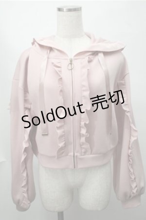 画像: axes femme / フリルデザインジップパーカー  ピンク S-25-08-14-017-AX-TO-HR-ZS