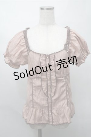 画像: axes femme / 半袖パフスリーブブラウス  ピンク S-25-08-14-018-AX-BL-AS-ZS