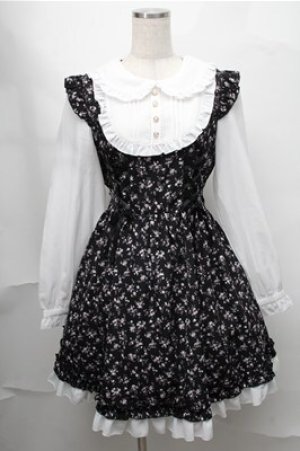 画像: Amavel / Flower Gardenミドルワンピース  黒ｘ白 S-25-08-14-027-CA-OP-HR-ZS