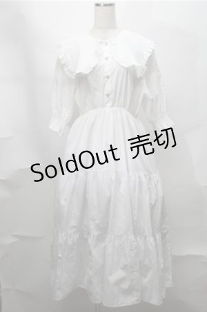画像: DearMyLoveWhip / ビッグ襟セーラーティアードロングワンピース  白 S-25-08-14-033-LO-OP-HR-ZS