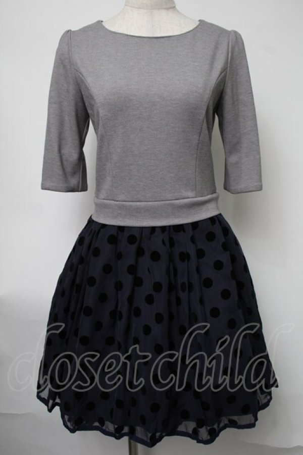 画像1: LODISPOTTO / 切り替えワンピース  グレーｘ紺 S-25-08-15-048-LO-OP-AS-ZT491 (1)