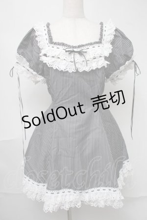 画像: 中国ロリータ / ストライプワンピース  グレー S-25-08-15-051-LO-OP-AS-ZS