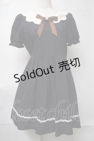 画像: Amavel / スカラップワンピース  紺 S-25-08-15-052-CA-OP-AS-ZS