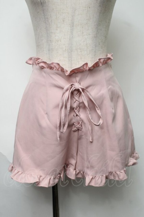 画像1: Ank Rouge / フロント編み上げフリルパンツ  ピンク S-25-08-15-060-CA-TO-HR-ZT267 (1)