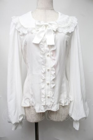 画像: metamorphose / Creamyフリル丸襟ブラウス  白 S-25-08-15-029-ME-BL-AS-ZS