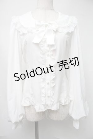 画像: metamorphose / Creamyフリル丸襟ブラウス  白 S-25-08-15-029-ME-BL-AS-ZS