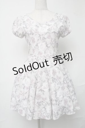 画像: evelyn / バラ柄ワンピース  ライトグレー S-25-08-16-056-LO-OP-HR-ZS