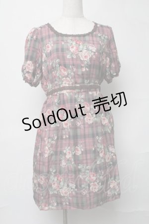 画像: LODISPOTTO / バラｘチェックワンピース  ピンク S-25-08-16-057-LO-OP-HR-ZS