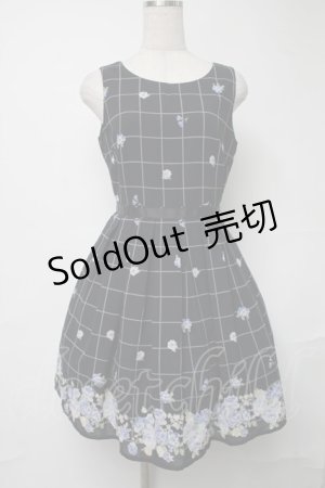 画像: LODISPOTTO / バラｘチェックワンピース  紺 S-25-08-16-063-LO-OP-HR-ZS