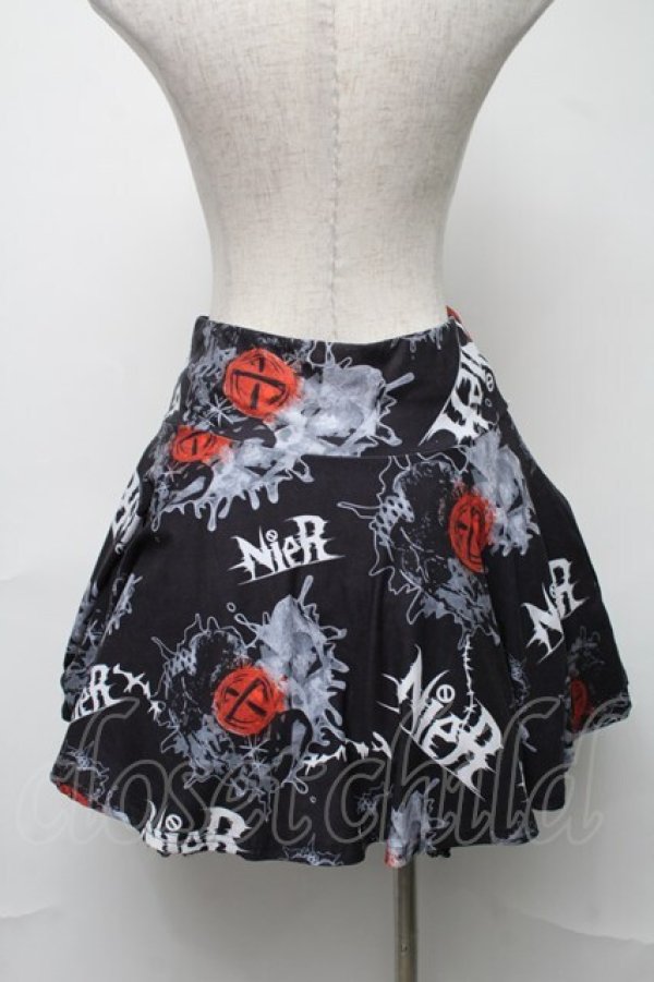 画像2: NieR Clothing / プリントスカート  黒 S-25-08-16-064-PU-SK-HR-ZS (2)