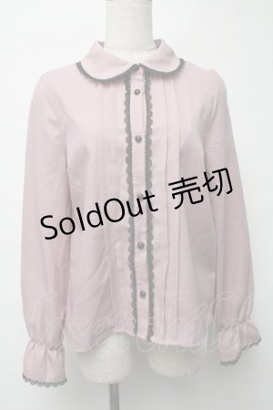 画像: DearMyLove / リボン2set丸襟ブラウス  ピンク S-25-08-16-012-EL-BL-HR-ZS