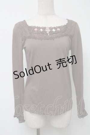 画像: axes femme / はしごレース薔薇インナーカットソー  ブラウン S-25-08-16-026-AX-TO-AS-ZS