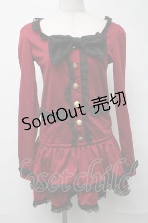 画像: Deary / リボンデザインティアードワンピース  赤ｘ黒 S-25-08-16-028-LO-TO-HR-ZS