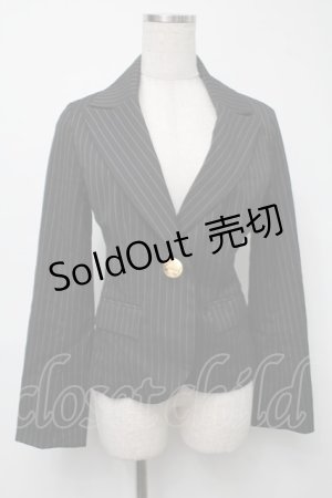 画像: MA*RS(Sugar gloss) / ストライプバックレースジャケット  黒 S-25-08-16-043-LO-TO-HR-ZS