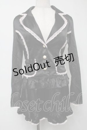 画像: Deary / サテンレースセットアップ  黒ｘピンク S-25-08-16-045-LO-OP-HR-ZS