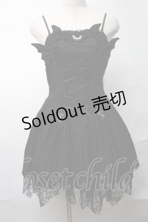 画像: DARK IN LOVE / Gothic Dark Demon Pleated Dressワンピース  黒 S-25-08-17-047-PU-OP-HR-ZS