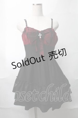 画像: DARK IN LOVE / Gothic spider bow frilly strap dress  黒ｘ赤 S-25-08-17-048-PU-BL-HR-ZS