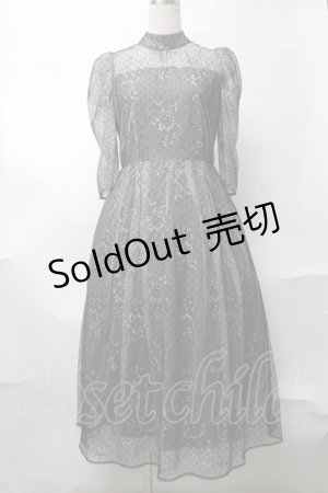 画像: axes femme / ドットチュールxレースドレス  グレー S-25-08-17-049-AX-TO-AS-ZS