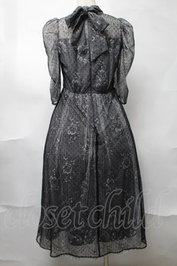 画像2: axes femme / ドットチュールxレースドレス  グレー S-25-08-17-049-AX-TO-AS-ZS (2)