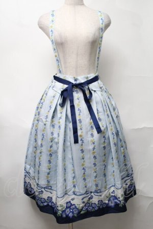 画像: axes femme / ネモフィラ＆ポピー柄スカート  サックス S-25-08-17-051-AX-SK-AS-ZS