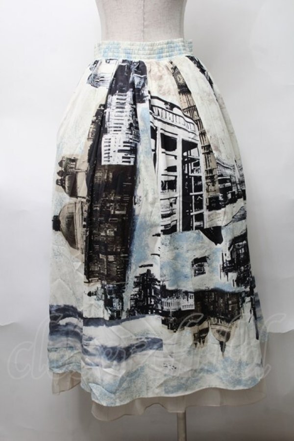 画像2: axes femme / パッチワーク街街柄スカート  オフ S-25-08-17-054-AX-BL-AS-ZS (2)
