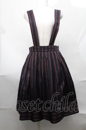 画像: Jane Marple / サスペンダー付レジメンスカート  紺ｘワイン S-25-08-17-060-JM-SK-AS-ZS